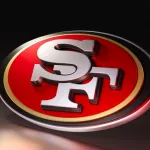 San francisco 49ers logo on dark background. 3D render