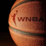 Closeup of a basketball with the WNBA logo and text. Raleigh^ NC - USA - 06-13-2024