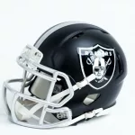 Las Vegas Raiders NFL team helmet on white background.