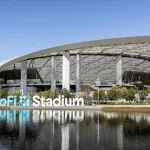 Sofi Stadium is home to the NFL Los Angles Rams and Chargers. The state-of-the-art building is a past and future site for the Super Bowl and Olympics. Inglewood^ CA^ USA - November 14^ 2024