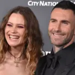 Behati Prinsloo and Adam Levine arrives for Baby2Baby 10 Year Gala Presented by Paul Mitchell on November 13^ 2021 in West Hollywood^ CA