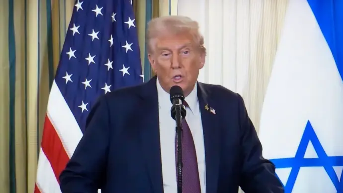 U.S. President Donald Trump takes part in a joint press conference with the Israeli Prime Minister. Washington^ D.C.^ USA - September 30 2025