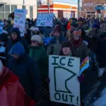 Protest Anti ICE and anti Trump^ community united Minneapolis^ Minnesota^ USA. 12/20/2025