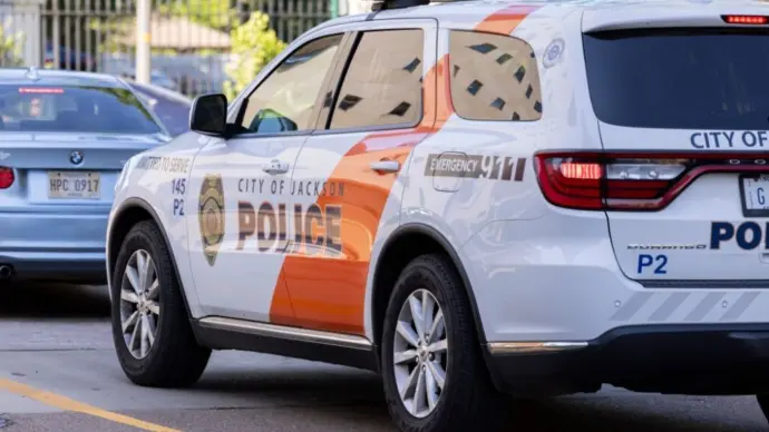 City of Jackson Police cruiser patrols the streets of downtown Jackson. Jackson^ Mississippi^ USA - April 23^ 2024