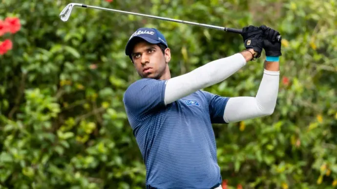 Aaron Rai of England tees off during day three of the Honma Hong Kong Open in Hong Kong^ Hong Kong. Hong Kong - November 24 2018