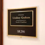 The entrance to the office of Senator Lindsey Graham in Washington^ DC on July 18^ 2017. Lindsey Graham is the senior United States Senator from South Carolina.