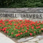 Entrance sign to Cornell University on College Avenue Bridge. Ithaca^ New York^ September 1^ 2019