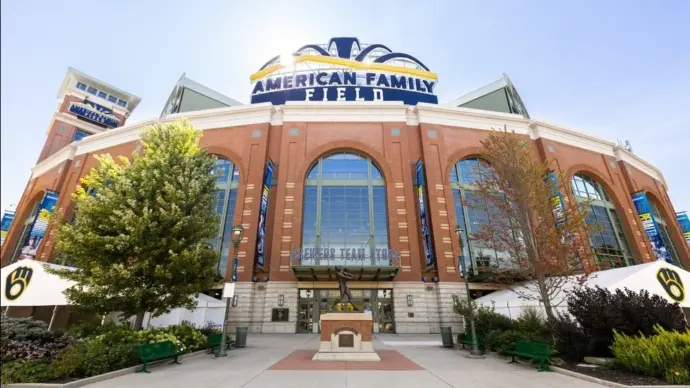 American Family Field is home to Major League Baseball's Milwaukee Brewers. The stadium was previously known as Miller Park. Milwaukee^ WI^ USA - August 10^ 2024