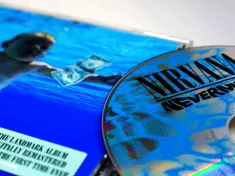 CD album of group NIRVANA. detail of the NEVERMIND ARTWORK