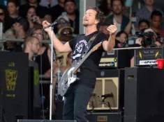 Pearl Jam lead singer Eddie Vedder performs at the 2016 New Orleans Jazz and Heritage Festival. New Orleans^ LA - April 22^ 2016