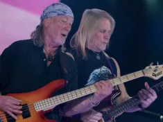 Deep Purple bass guitar player Roger Glover and guitar player Steve Morse on stage during their The Long Goodbye tour at Arena Zagreb^ CROATIA - MAY 16^ 2017