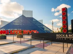 The Rock and Roll Hall of Fame and Museum in Downtown Cleveland Ohio USA on November 4^ 2016