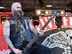 Bass guitarist Chris Kael of Five Finger Death Punch during performance at festival Rock for People in Hradec Kralove^ Czech republic^ July 4^ 2016.