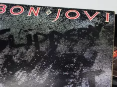 Bon Jovi music album on vinyl record LP disc. 'Slippery When Wet'