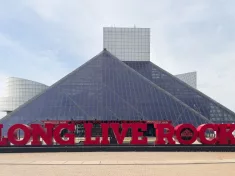 rock and roll hall of fame 'long live rock' sign. Cleveland^ OH