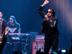 Zagreb Rockfest. The Cult band lead singer Ian Astbury on stage during the Rock Fest in Zagreb^ Croatia ZAGREB^ CROATIA - JUNE 27^ 2017