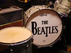 LIVERPOOL UNITED KINGDOM 06 07 2023: The Beatles drum were an English rock band^ formed in Liverpool in 1960^ that comprised John Lennon^ Paul McCartney^ George Harrison and Ringo Starr.