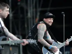 Good Charlotte in concert at the Sziget Festival in Budapest^ Hungary^ on Thursday^ August 11^ 2011. Seen here is lead singer Joel Madden^ left^ and lead guitarist Benji Madden.