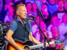 Bruce Springsteen performs on stage at the Liacouras Center in Philadelphia. Philadelphia^ PA USA - October 28^ 2024: