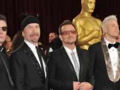 U2 with Bono & The Edge at the 86th Annual Academy Awards at the Hollywood & Highland Theatre^ Hollywood. LOS ANGELES^ CA - MARCH 2^ 2014