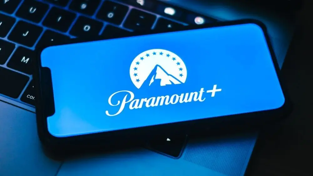 shutterstock_2078660227-1424718 Paramount plus logo on smartphone screen. Rostov-on-Don^ Russia - November 15 2021