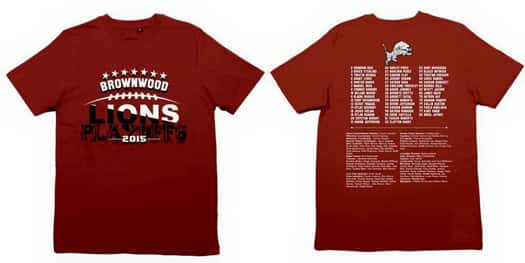 Brownwood Lions Baseball playoff shirt orders are currently being taken.  Brownwood