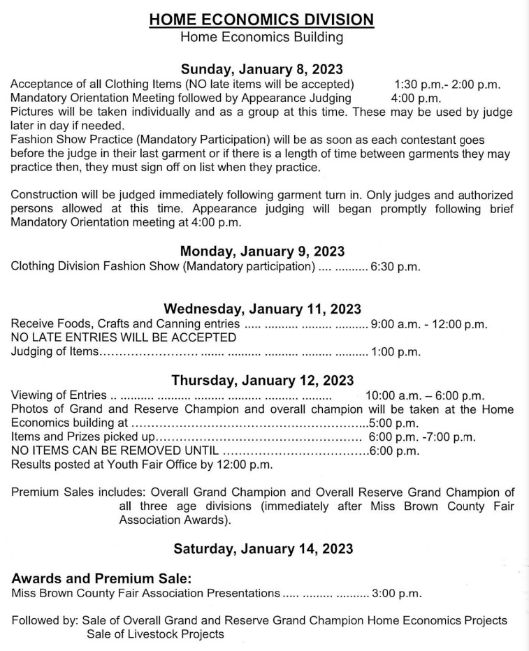 2023 Brown County Youth Fair Schedule | Brownwood News