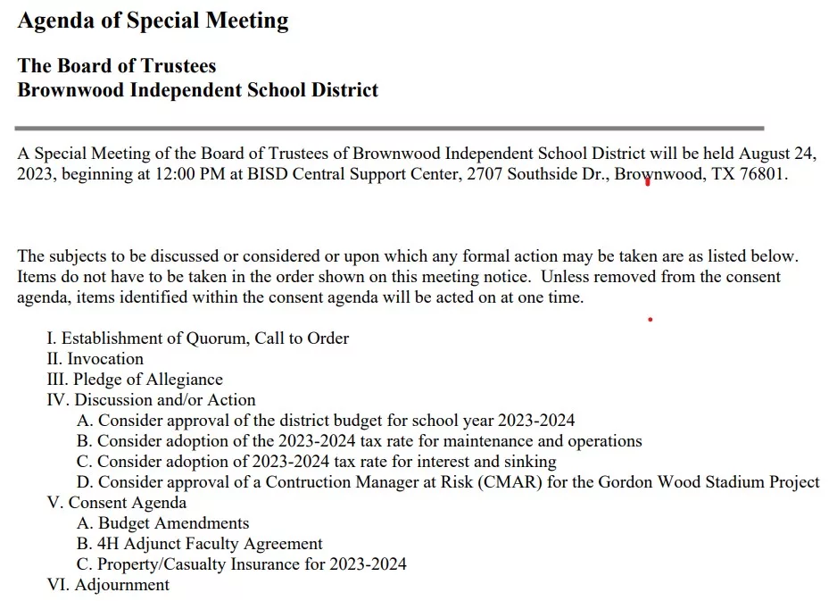 Tax rate, budget on agenda for special BISD Board meeting Aug. 24