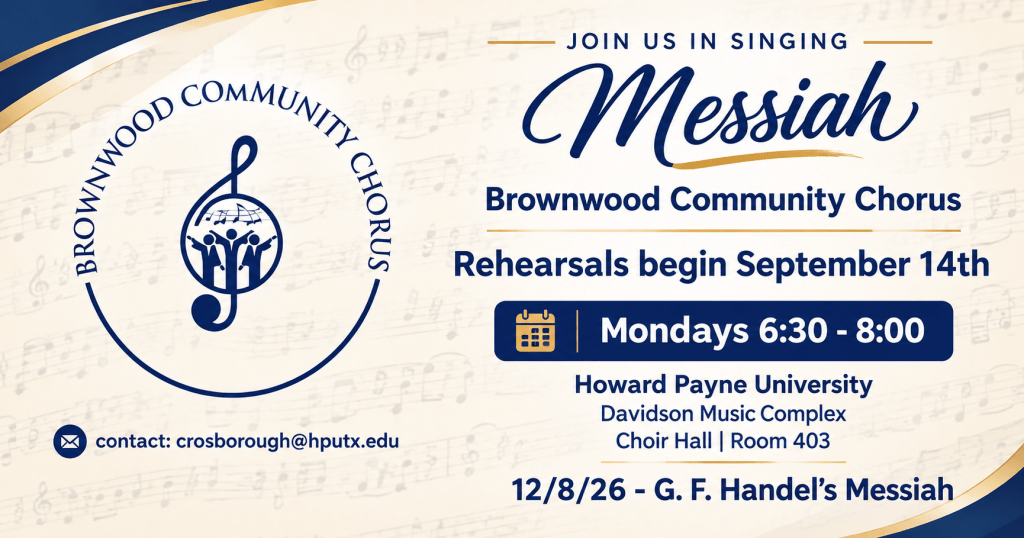 Brownwood Community Chorus invites singers to prepare for Handel’s ‘Messiah’