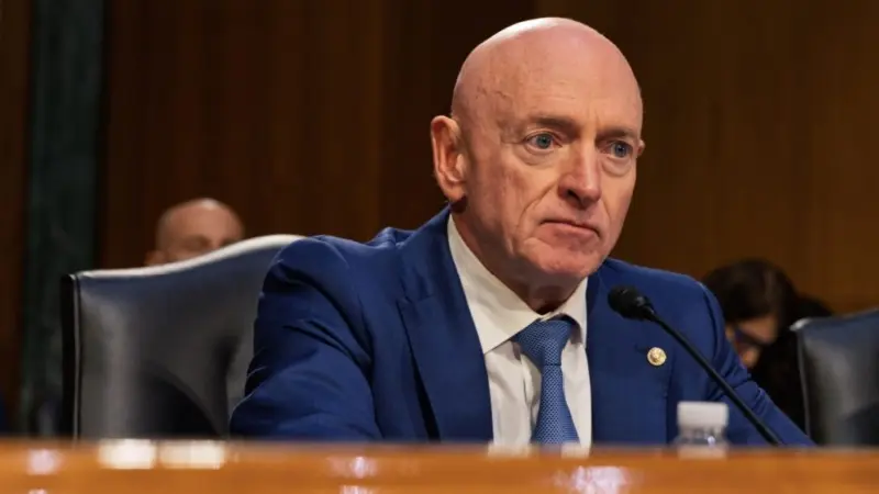 Senator Mark Kelly as the Senate Intelligence committee holds a hearing to examine the nomination of Tulsi Gabbard to be Director of National Intelligence. January 30^ 2025 - Washington DC