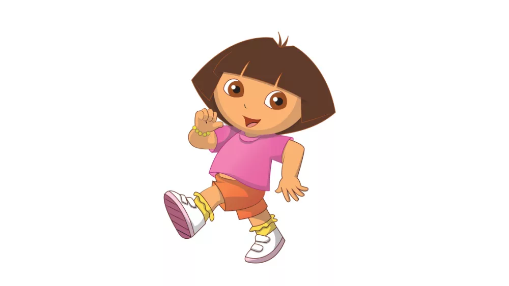 Dora the Explorer movie cartoon and colours Nick Jr. and disney outline in a vector illustration