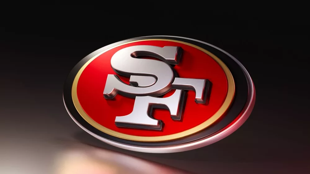 San francisco 49ers logo on dark background. 3D render