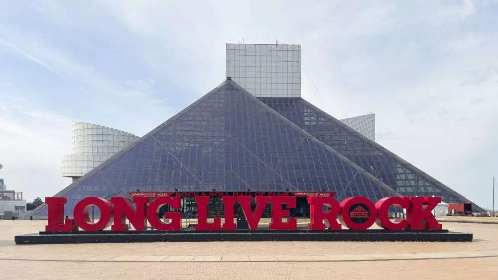 rock and roll hall of fame 'long live rock' sign. Cleveland^ OH