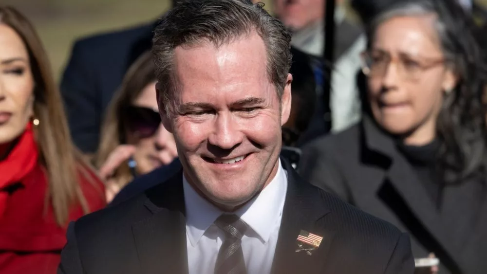 United States National Security Adviser Michael Waltz speak to the press outside the White House. WASHINGTON D.C.^ USA - February 4^ 2025