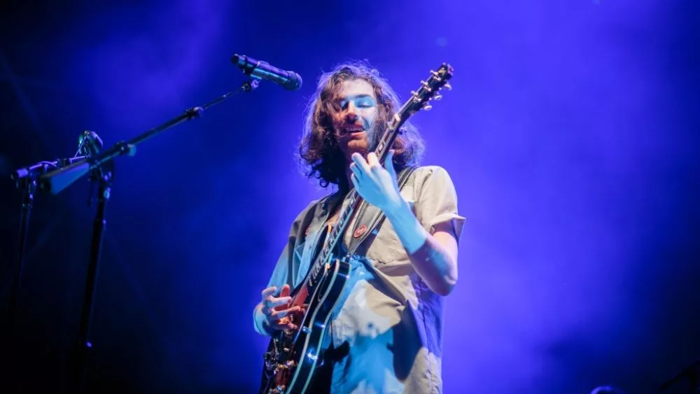 Hozier performs live. closer view with the guitar Turin^ Italy 08-23-2019