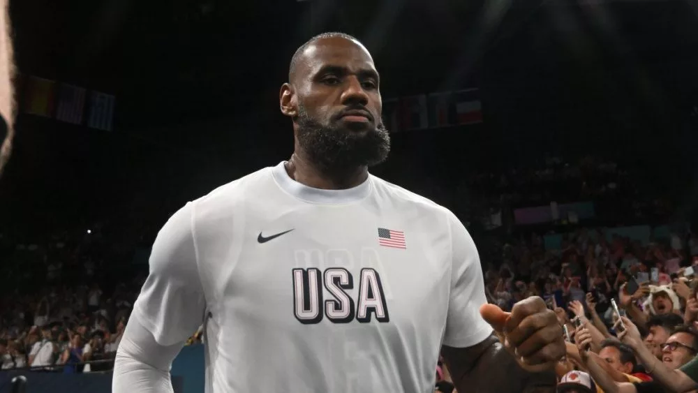 LeBron James at Paris 2024 Olympic Games match between the United States and Brazil at the Bercy Arena. Paris-France^ August 6^ 2024