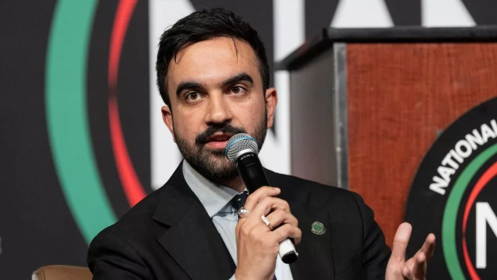 NY Assembly member Zohran Mamdani speaks at the city mayoral candidates forum held by Reverend Al Sharpton at 2025 annual NAN Convention at Sheraton Times Square. New York^ NY - April 3^ 2025