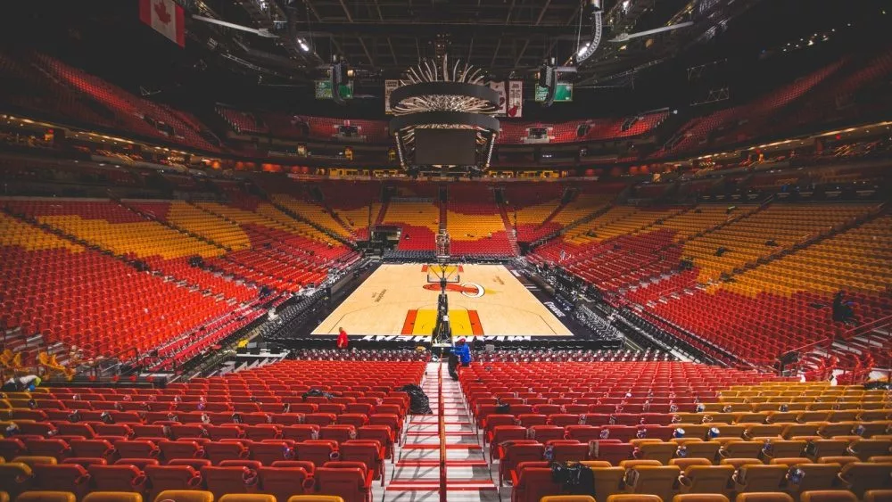 American Airline Arena empty seats of after a Miami Heat basketball game. MIAMI - MARCH 31^ 2018