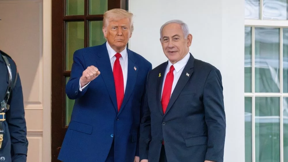 President Donald J Trump welcomes Israeli Prime Minister Benjamin Netanyahu to the White House. Washington^DC^ United States^ April 7 2025