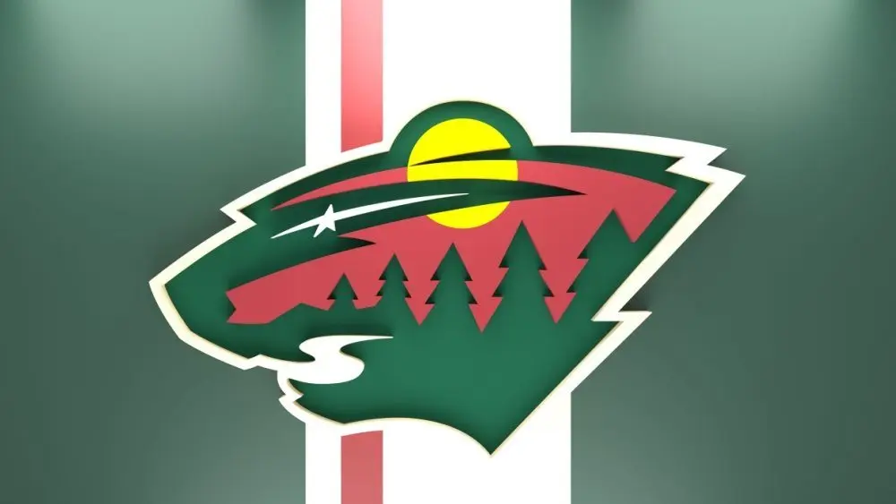Emblem of the Minnesota Wilds. The Minnesota Wilds are a professional ice hockey team in the NHL. Logo for presentation or infographics. 3D render. 3D Illustration