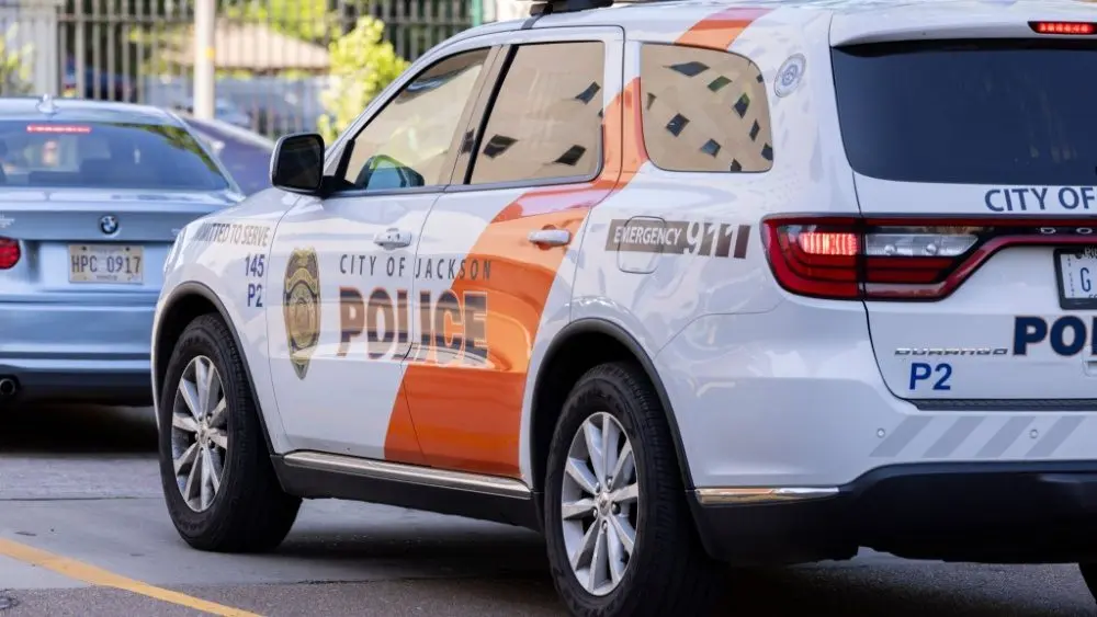 City of Jackson Police cruiser patrols the streets of downtown Jackson. Jackson^ Mississippi^ USA - April 23^ 2024
