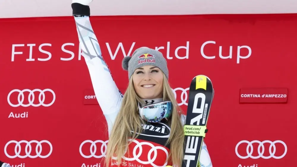 Lindsey Vonn from Team USA takes 1st place during the Audi Fis Alpine Ski World Cup Women Super G Cortina d 'Ampezzo^ Italy January 24^ 2016