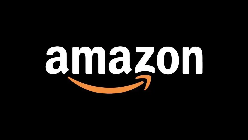 Amazon logo. Editorial icon isolated on black background