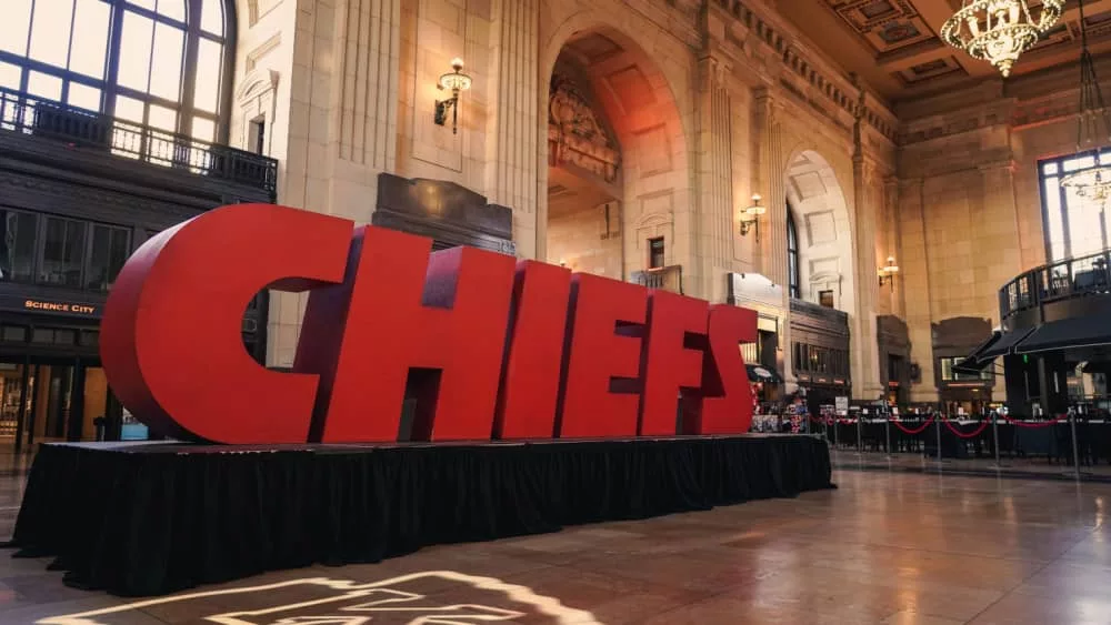 Chiefs displays inside Union Station^ in celebration of the Chiefs 2023 Super Bowl win. Kansas City^ Missouri - February 23^ 2023