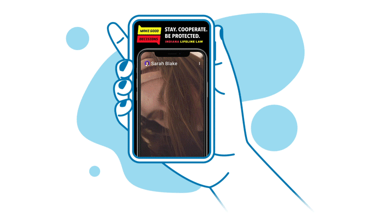 blue hand online holding iPhone playing IYSA Know Enough snapchat ad number 2