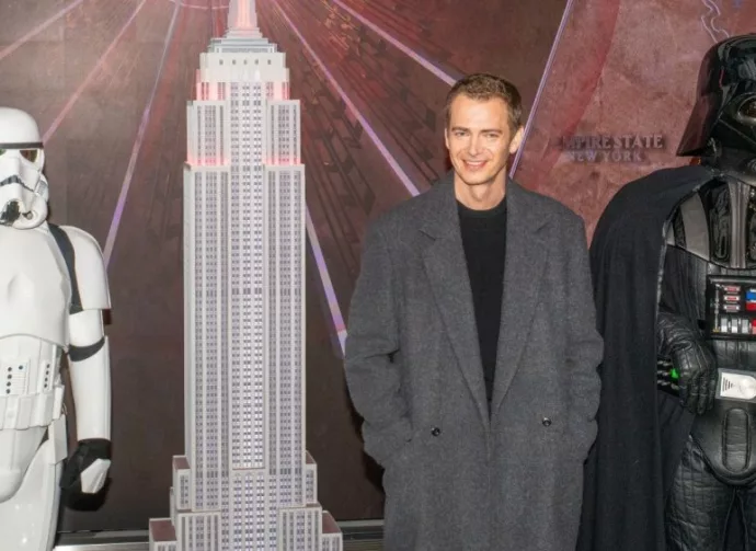 Hayden Christensen attends a Star Wars-themed media event at the Empire State Building on March 21^ 2024.