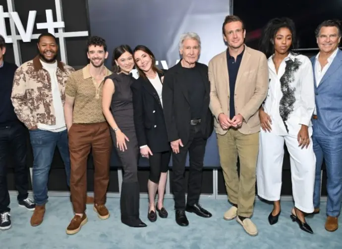 Bill Lawrence^ Luke Tennie^ Michael Urie^ Lukita Maxwell^ Christa Miller^ Harrison Ford^ Jason Segel^ Jessica Williams and Ted McGinley Apple TV+’s ‘Shrinking’ FYC May 18^ 2025