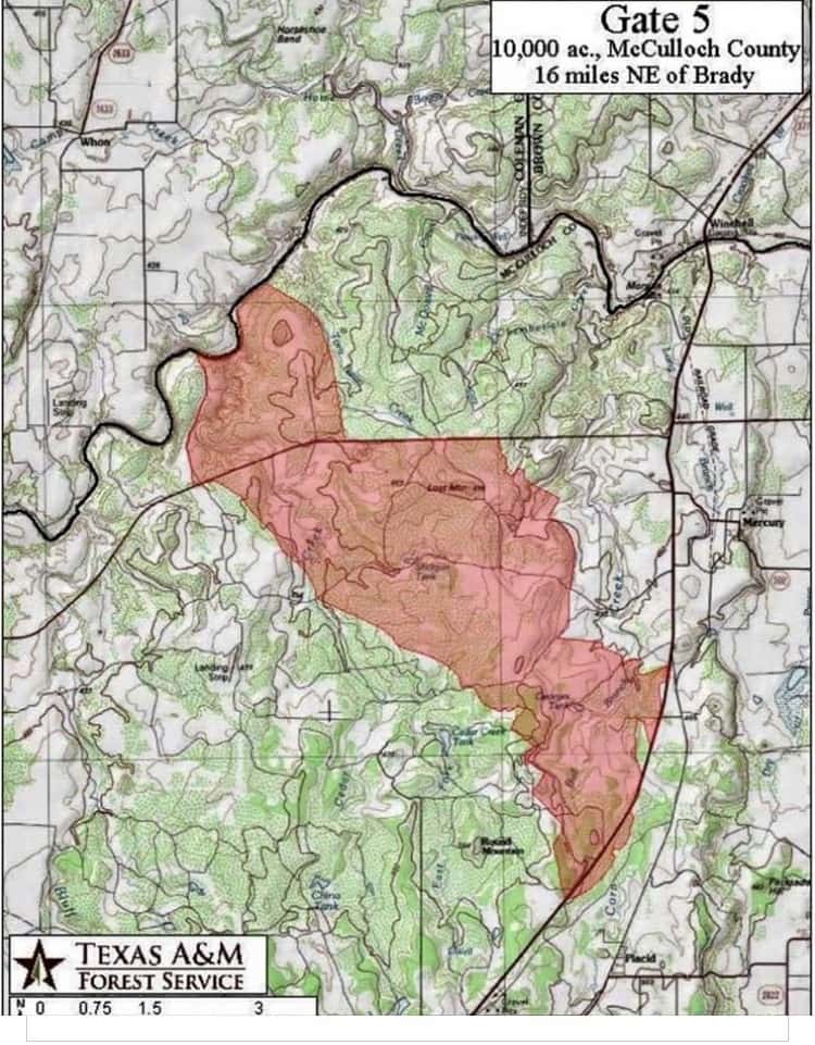 Texas Forestry Service Fire Map Gate 5 Fire Fight Continues – 40% Contained Friday Evening |
