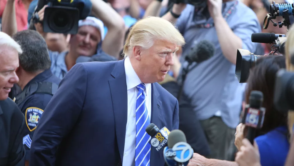 Donald Trump at 60 Centre Street at Manhattan's supreme court.