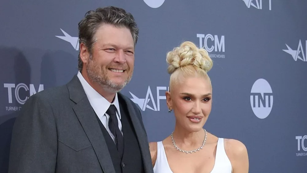 Blake Shelton and Gwen Stefani arrives for AFI Lifetime Achievement Gala on June 09^ 2022 in Hollywood^ CA